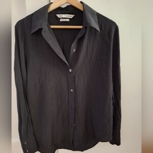 Zara Long Sleeve Button-Up Shirt 100% Silk